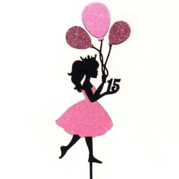 Intra απο ξύλο plywood 3mm-4mm πάχος - Princess Cake Topper Hot Air Balloon Girl Διακόσμηση τούρτας γενεθλίων Δίασταση 30x30 cm Intraeaxys-ro6y4e37 - Image 1