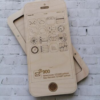 Intra απο ξύλο plywood 3mm-4mm πάχος - Ξύλινο Πορτοφόλι Κουτί τραπεζογραμματίων σε σχήμα iPhone Δίασταση 30x30 cm Intraeaxys-eoxljdjo - Image 4