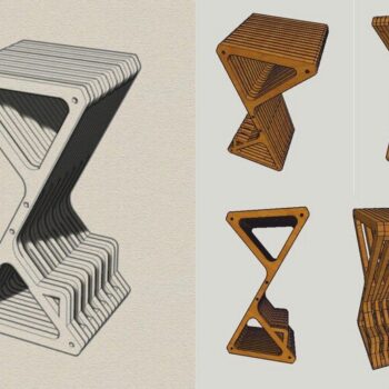 Intra απο ξύλο plywood 3mm-4mm πάχος - Σχέδια δρομολογητή CNC σκαμπό μπαρ Δίασταση 30x30 cm Intraeaxys-yon0mnk7 - Image 1