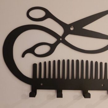 Intra απο ξύλο plywood 3mm-4mm πάχος - Κλειδαριά τοίχου χτένας και ψαλιδιού κουρέα Δίασταση 30x30 cm Intraeaxys-lopp36ko - Image 1