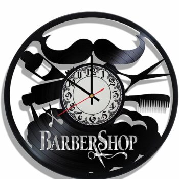 Intra απο ξύλο plywood 3mm-4mm πάχος - Vintage Κουρείο Διακόσμηση Ρολόι τοίχου με δίσκους βινυλίου Δίασταση 30x30 cm Intraeaxys-r7vmw467 - Image 3