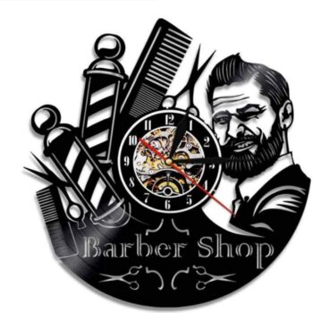 Intra απο ξύλο plywood 3mm-4mm πάχος - Λογότυπο Barber Shop Ρολόι τοίχου δίσκων βινυλίου Δίασταση 30x30 cm Intraeaxys-d1lvjx6o - Image 4