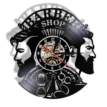 Intra απο ξύλο plywood 3mm-4mm πάχος - Barber Shop Vinyl Ρολόι Τοίχου Hairstyle Σαλόνι Διακόσμηση τοίχου Δίασταση 30x30 cm Intraeaxys-voq2v66o - Image 3