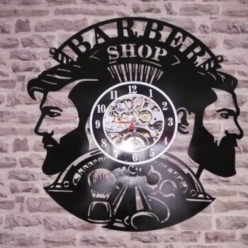 Intra απο ξύλο plywood 3mm-4mm πάχος - Barber Shop Vinyl Ρολόι Τοίχου Hairstyle Σαλόνι Διακόσμηση τοίχου Δίασταση 30x30 cm Intraeaxys-voq2v66o - Image 4