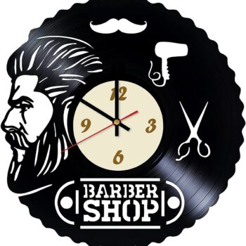 Intra απο ξύλο plywood 3mm-4mm πάχος - Ρολόι τοίχου με σχέδιο βινυλίου κουρείου Δίασταση 30x30 cm Intraeaxys-eoxldqxo - Image 1