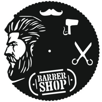 Intra απο ξύλο plywood 3mm-4mm πάχος - Ρολόι τοίχου με σχέδιο βινυλίου κουρείου Δίασταση 30x30 cm Intraeaxys-eoxldqxo - Image 3