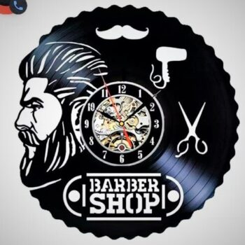 Intra απο ξύλο plywood 3mm-4mm πάχος - Ρολόι τοίχου με σχέδιο βινυλίου κουρείου Δίασταση 30x30 cm Intraeaxys-eoxldqxo - Image 4