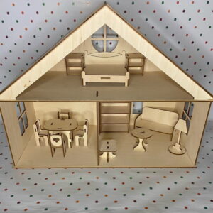 Intra απο ξύλο plywood 3mm-4mm πάχος - κουκλόσπιτο με έπιπλα Δίασταση 30x30 cm Intraeaxys-078yqdjo