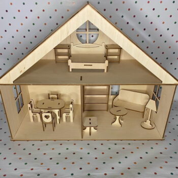 Intra απο ξύλο plywood 3mm-4mm πάχος - κουκλόσπιτο με έπιπλα Δίασταση 30x30 cm Intraeaxys-078yqdjo - Image 1