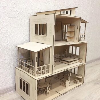 Intra απο ξύλο plywood 3mm-4mm πάχος - Μοντέρνο Κουκλόσπιτο 3mm Δίασταση 30x30 cm Intraeaxys-m1d6zqy7 - Image 3