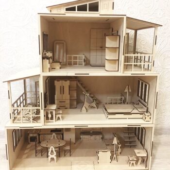 Intra απο ξύλο plywood 3mm-4mm πάχος - Μοντέρνο Κουκλόσπιτο 3mm Δίασταση 30x30 cm Intraeaxys-m1d6zqy7 - Image 4