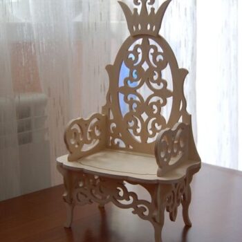 Intra απο ξύλο plywood 3mm-4mm πάχος - Royal Doll Throne Miniature Dollhouse Throne Καρέκλα Barbie 12mm Δίασταση 40x50 cm Intraeaxys-qommq05o - Image 3