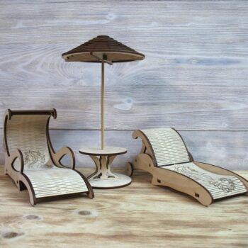 Intra απο ξύλο plywood 3mm-4mm πάχος - Παιδικό παιχνίδι καρέκλα παραλίας με ομπρέλα Δίασταση 30x30 cm Intraeaxys-joed9k81 - Image 1