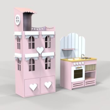 Intra απο ξύλο plywood 3mm-4mm πάχος - Barbie Doll Kitchen Kids Doll House Kitchen Δίασταση 40x50 cm Intraeaxys-joedq261 - Image 1