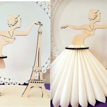 Intra απο ξύλο plywood 3mm-4mm πάχος - Πύργος του Άιφελ Γυναικεία θήκη χαρτοπετσέτας Δίασταση 30x30 cm Intraeaxys-eo0qr0w1 - Image 1