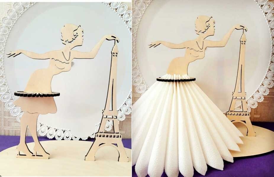 Intra απο ξύλο plywood 3mm-4mm πάχος - Πύργος του Άιφελ Γυναικεία θήκη χαρτοπετσέτας Δίασταση 30x30 cm Intraeaxys-eo0qr0w1