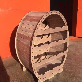 Intra απο ξύλο plywood 3mm-4mm πάχος - Ξύλινη σχάρα κρασιού για 14 μπουκάλια Σχέδιο βαρελιού κρασιού Δίασταση 30x30 cm Intraeaxys-eoxl43xo - Image 1