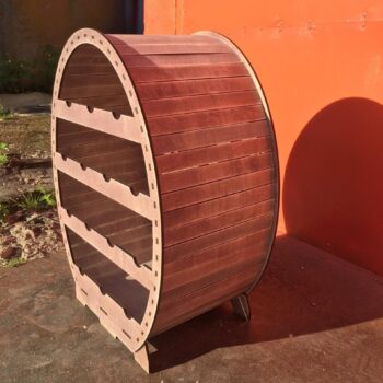 Intra απο ξύλο plywood 3mm-4mm πάχος - Ξύλινη σχάρα κρασιού για 14 μπουκάλια Σχέδιο βαρελιού κρασιού Δίασταση 30x30 cm Intraeaxys-eoxl43xo - Image 3