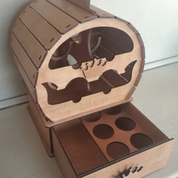 Intra απο ξύλο plywood 3mm-4mm πάχος - Wine Barrel Mini Bar Δίασταση 30x30 cm Intraeaxys-67wlw081 - Image 1