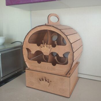 Intra απο ξύλο plywood 3mm-4mm πάχος - Wine Barrel Mini Bar Δίασταση 30x30 cm Intraeaxys-67wlw081 - Image 3