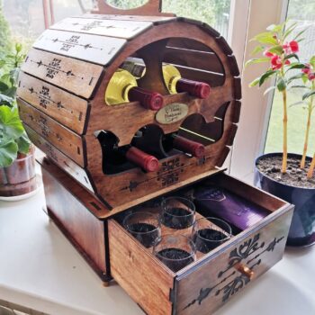 Intra απο ξύλο plywood 3mm-4mm πάχος - Wine Barrel Mini Bar Δίασταση 30x30 cm Intraeaxys-67wlw081 - Image 4