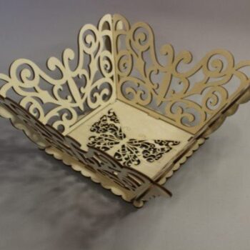 Intra απο ξύλο plywood 3mm-4mm πάχος - Καλάθι πεταλούδας Δίασταση 30x30 cm Intraeaxys-pokm3e81 - Image 1