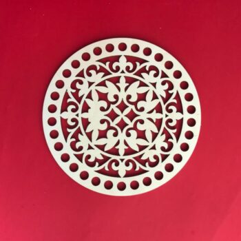 Intra απο ξύλο plywood 3mm-4mm πάχος - Ξύλινη βάση με κύκλο λουλουδιών για καλάθι με βελονάκι Δίασταση 30x30 cm Intraeaxys-eo4qdew7 - Image 3