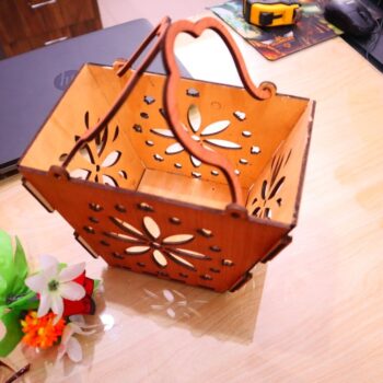 Intra απο ξύλο plywood 3mm-4mm πάχος - Καλάθι Λουλουδιών Με Λαβή 4mm Δίασταση 30x30 cm Intraeaxys-075yg6po - Image 9