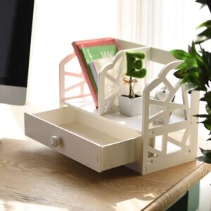 Intra απο ξύλο plywood 3mm-4mm πάχος - Μικρή Επιτραπέζια Βιβλιοθήκη με Συρτάρι Δίασταση 30x30 cm Intraeaxys-67wl2v81