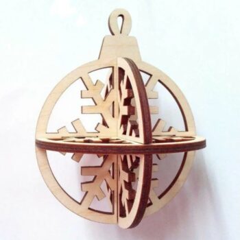 Intra απο ξύλο plywood 3mm-4mm πάχος - Χριστουγεννιάτικο στολίδι με μπάλα τρισδιάστατο Δίασταση 10x10 cm Intraeaxys-078yq0mo - Image 1