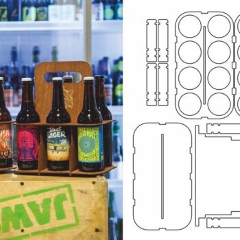 Intra απο ξύλο plywood 3mm-4mm πάχος - Ξύλινο Μπουκάλι Caddy Six-pack Beer Carrier Δίασταση 20x20 cm Intraeaxys-91jd3651 - Image 1
