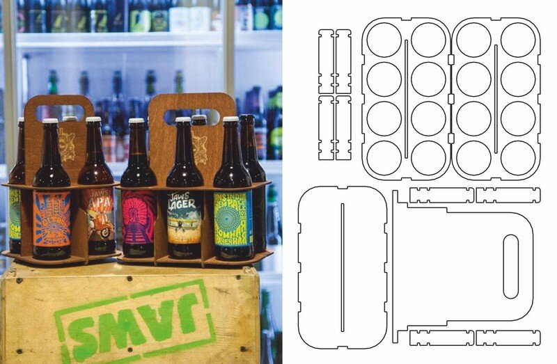 Intra απο ξύλο plywood 3mm-4mm πάχος - Ξύλινο Μπουκάλι Caddy Six-pack Beer Carrier Δίασταση 20x20 cm Intraeaxys-91jd3651