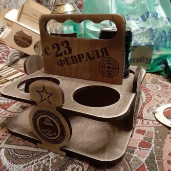 Intra απο ξύλο plywood 3mm-4mm πάχος - Ξύλινο 4 Pack Beer Carrier Beer Caddy Δίασταση 20x20 cm Intraeaxys-pok3jv37 - Image 1