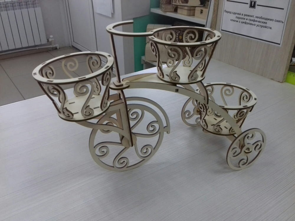 Intra απο ξύλο plywood 3mm-4mm πάχος - Στάση λουλουδιών τρίκυκλων Δίασταση 30x30 cm Intraeaxys-r7vm0r67