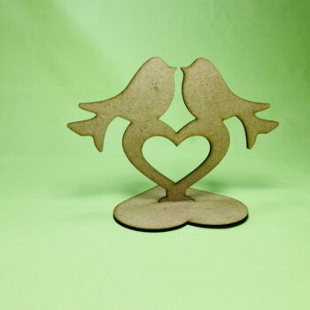 Intra απο ξύλο plywood 3mm-4mm πάχος - Love Birds On Heart Stand Δίασταση 30x30 cm Intraeaxys-r7vm3d27 - Image 1
