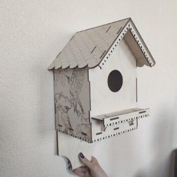 Intra απο ξύλο plywood 3mm-4mm πάχος - Διακοσμητικό Birdhouse Δίασταση 40x50 cm Intraeaxys-6o3yw437 - Image 3