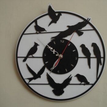 Intra απο ξύλο plywood 3mm-4mm πάχος - Ρολόι τοίχου Birds Δίασταση 30x30 cm Intraeaxys-voq2jl6o - Image 1
