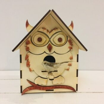 Intra απο ξύλο plywood 3mm-4mm πάχος - Κουκουβάγια Birdhouse Δίασταση 40x50 cm Intraeaxys-pokm3nd1 - Image 1