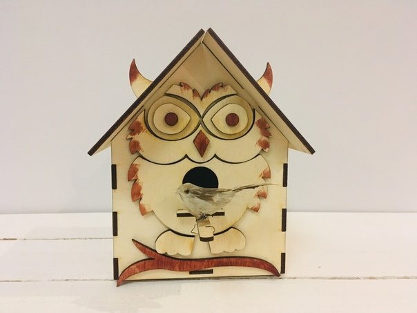 Intra απο ξύλο plywood 3mm-4mm πάχος - Κουκουβάγια Birdhouse Δίασταση 40x50 cm Intraeaxys-pokm3nd1