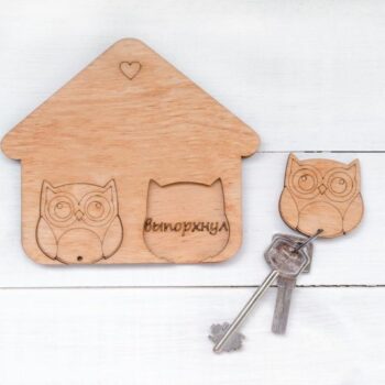 Intra απο ξύλο plywood 3mm-4mm πάχος - Κουκουβάγια κλειδοθήκη Δίασταση 30x30 cm Intraeaxys-p7yrmp5o - Image 1