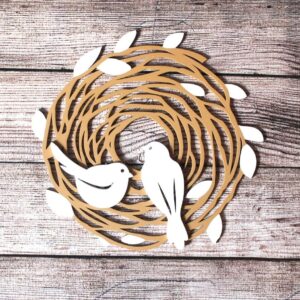 Intra απο ξύλο plywood 3mm-4mm πάχος - Διακόσμηση τοίχου με φωλιά πουλιών Δίασταση 20x20 cm Intraeaxys-pok32mk7
