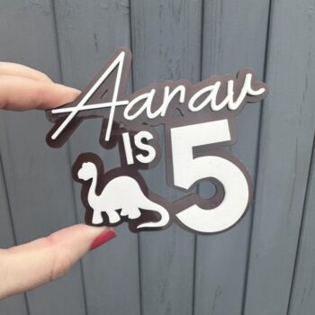 Intra απο ξύλο plywood 3mm-4mm πάχος - Topper 5ων γενεθλίων Dinosaur Cake Topper Δίασταση 30x30 cm Intraeaxys-075kdl37 - Image 1