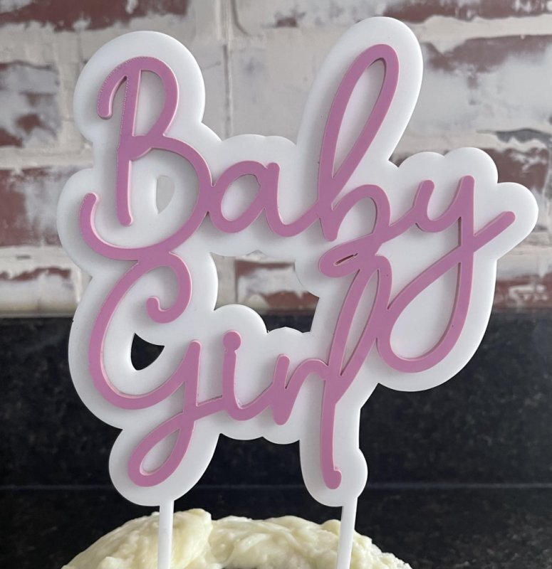 Intra απο ξύλο plywood 3mm-4mm πάχος - Baby Girl Cake Topper Δίασταση 30x30 cm Intraeaxys-6o3kk331