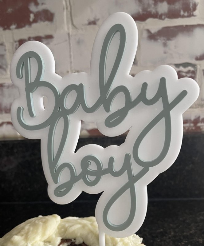 Intra απο ξύλο plywood 3mm-4mm πάχος - Baby Boy Cake Topper Δίασταση 30x30 cm Intraeaxys-67wqq427