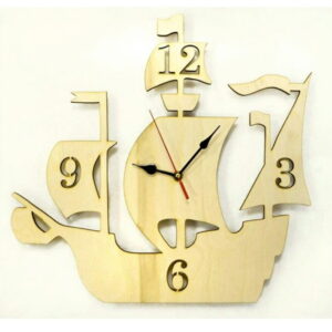 Intra απο ξύλο plywood 3mm-4mm πάχος - Ρολόι τοίχου σε σχήμα πλοίου Δίασταση 30x30 cm Intraeaxys-d1lvgk6o