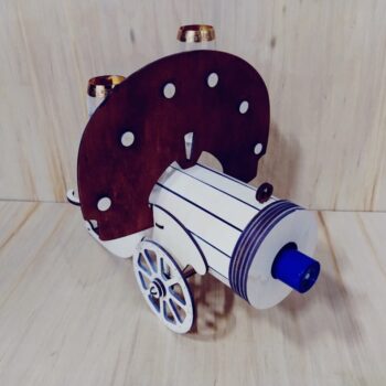 Intra απο ξύλο plywood 3mm-4mm πάχος - Ξύλινη θήκη για γυάλινη φιάλη κρασιού Vintage Cannon Δίασταση 30x30 cm Intraeaxys-lopq8r67 - Image 5