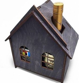 Intra απο ξύλο plywood 3mm-4mm πάχος - Κουτί δώρου κρασιού σε σχήμα σπιτιού Δίασταση 30x30 cm Intraeaxys-r1z2zd21 - Image 1