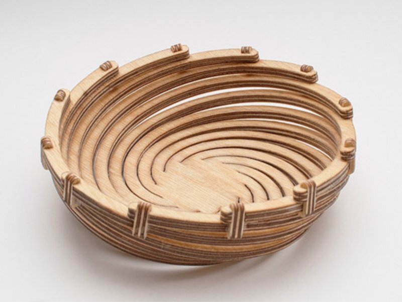 Intra απο ξύλο plywood 3mm-4mm πάχος - Σπιράλ μπολ Δίασταση 30x30 cm Intraeaxys-voqd2851