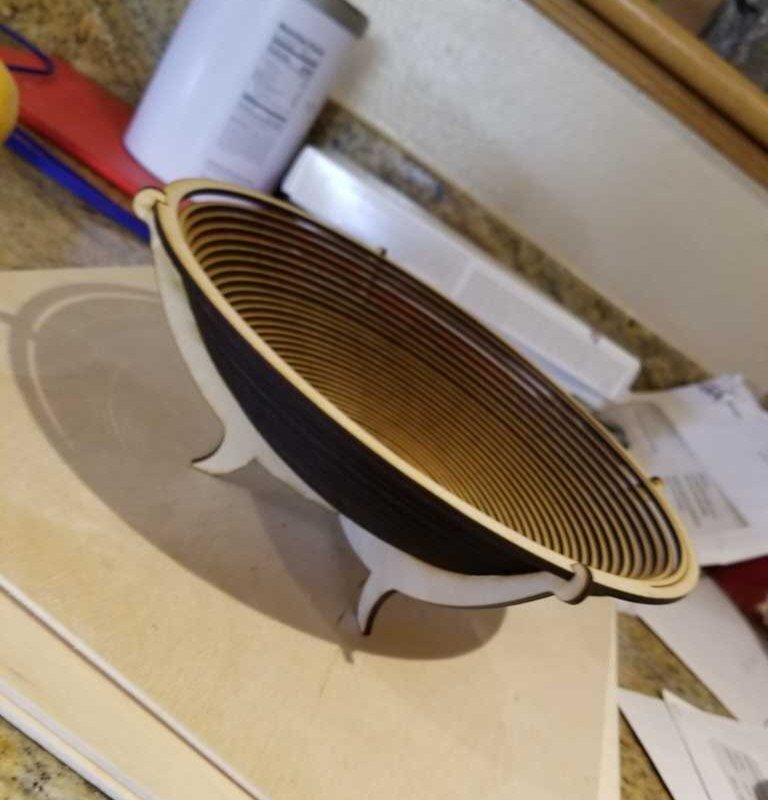 Intra απο ξύλο plywood 3mm-4mm πάχος - Ξύλινο Σπειροειδές Μπολ με Βάση Δίασταση 30x30 cm Intraeaxys-r1z02nmo