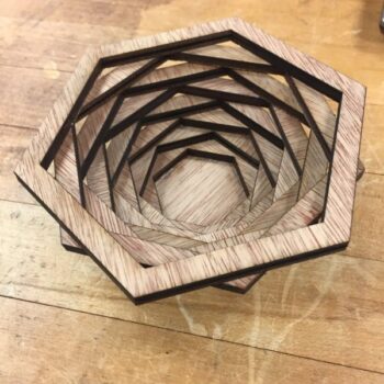 Intra απο ξύλο plywood 3mm-4mm πάχος - Εξαγωνικό μπολ Δίασταση 30x30 cm Intraeaxys-r7vdme27 - Image 3